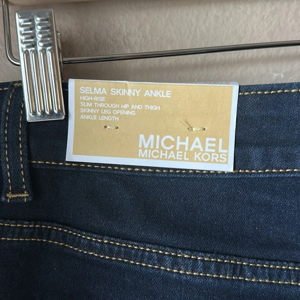 NWT MICHAEL KORS Selma High Rise Midnight Wash Skinny Ankle